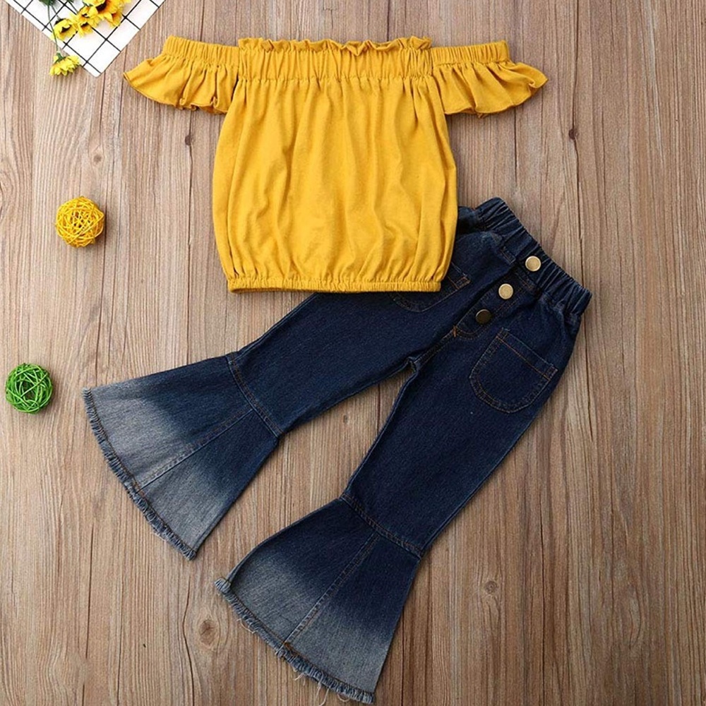 Toddler Girl Tube Top & Bell Bottom Jeans Set